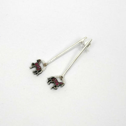 Sterling Silver Earrings – Horse Motif with Bead Detailing