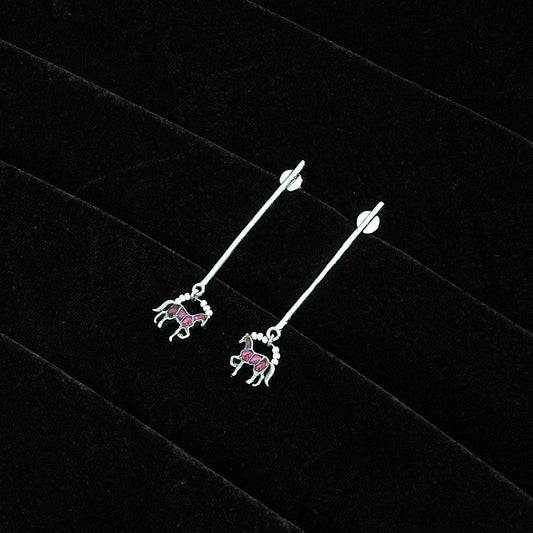 Sterling Silver Earrings – Horse Motif with Bead Detailing