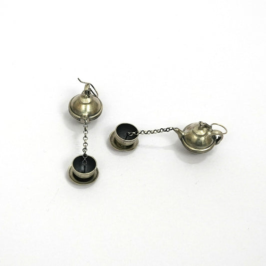 Sterling Silver Earrings – Tea Set Motif Design