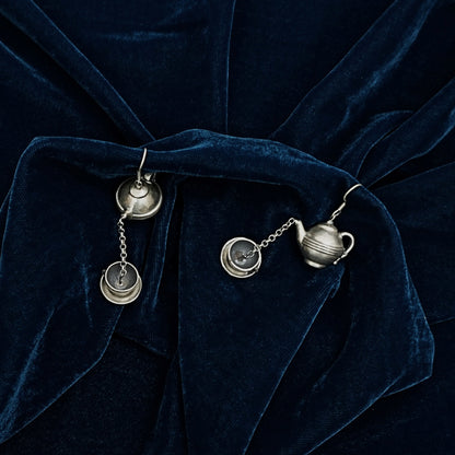 Sterling Silver Earrings – Tea Set Motif Design