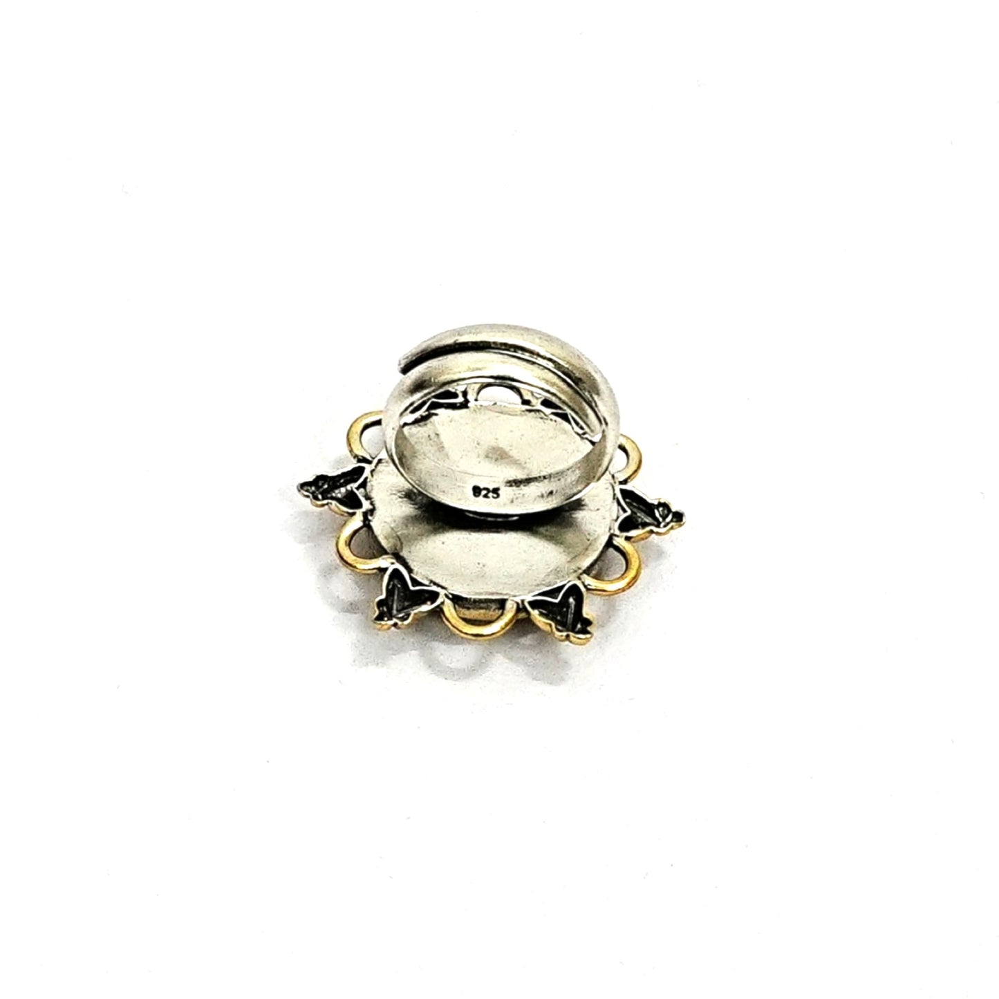 Sterling Silver Adjustable Ring – Red Floral Enamel Motif