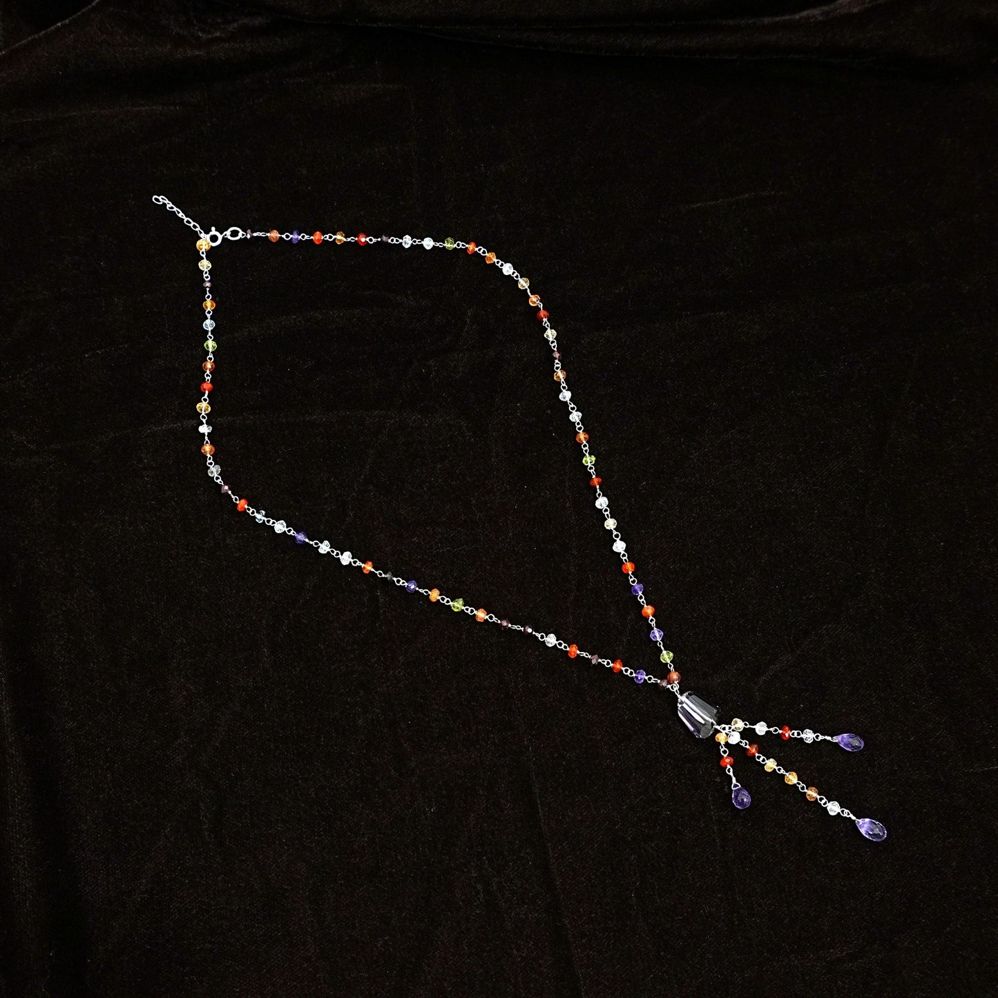 Sterling Silver Necklace – Multicolor Beads with Pendant