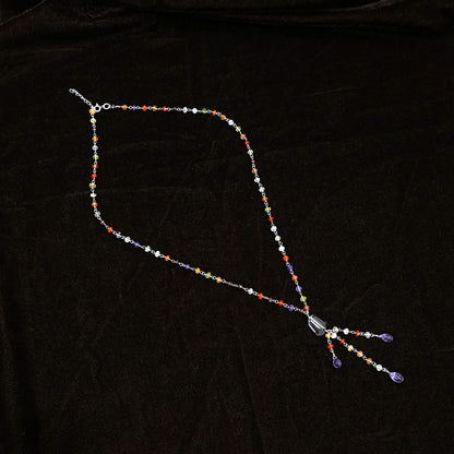 Sterling Silver Necklace – Multicolor Beads with Pendant