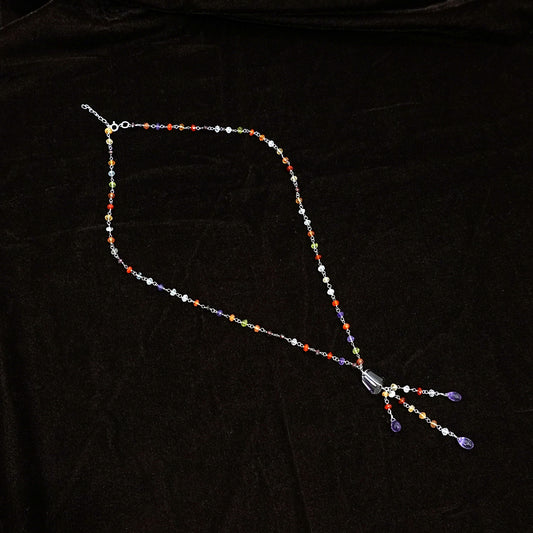 Sterling Silver Necklace – Multicolor Beads with Pendant