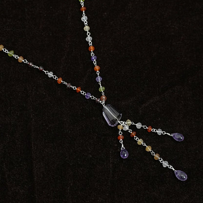 Sterling Silver Necklace – Multicolor Beads with Pendant