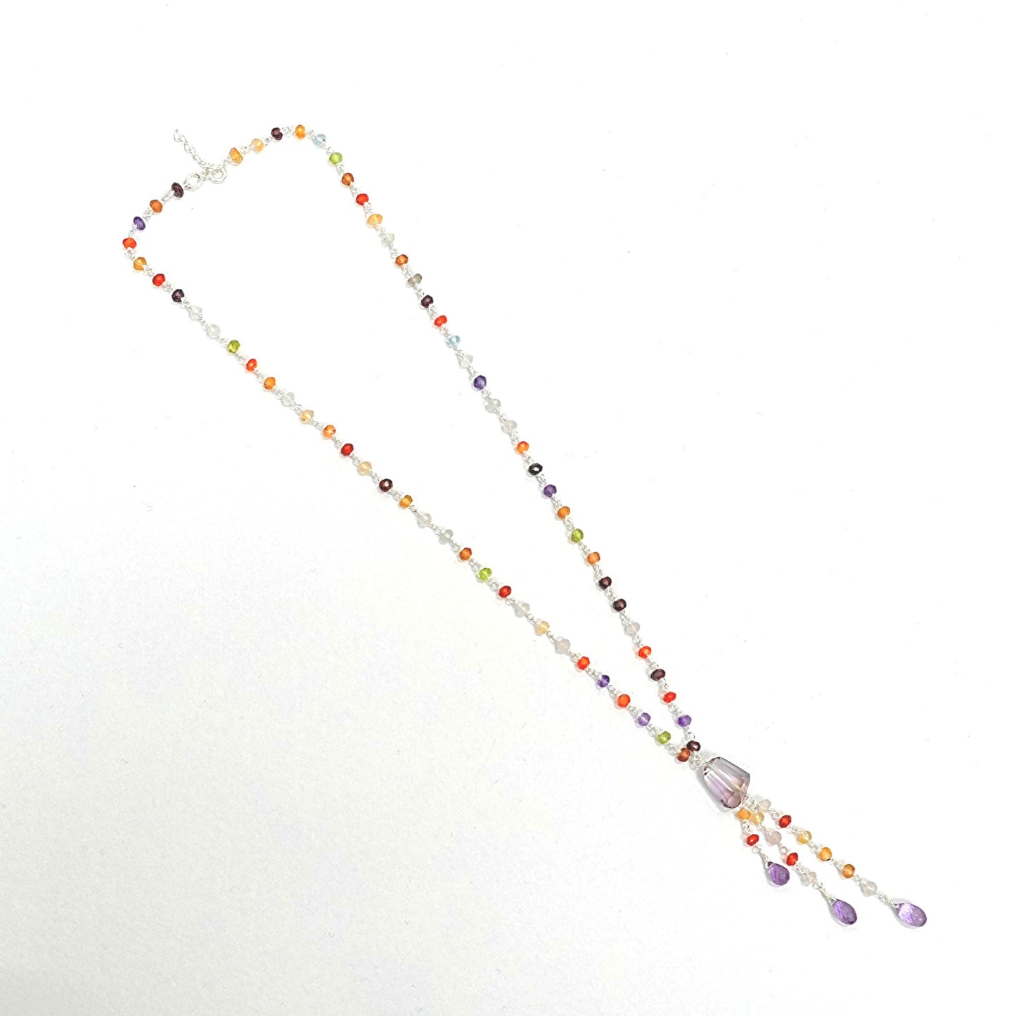 Sterling Silver Necklace – Multicolor Beads with Pendant