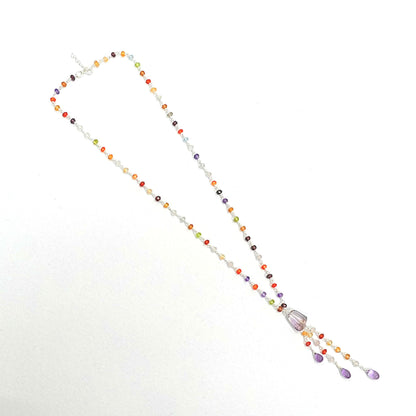Sterling Silver Necklace – Multicolor Beads with Pendant