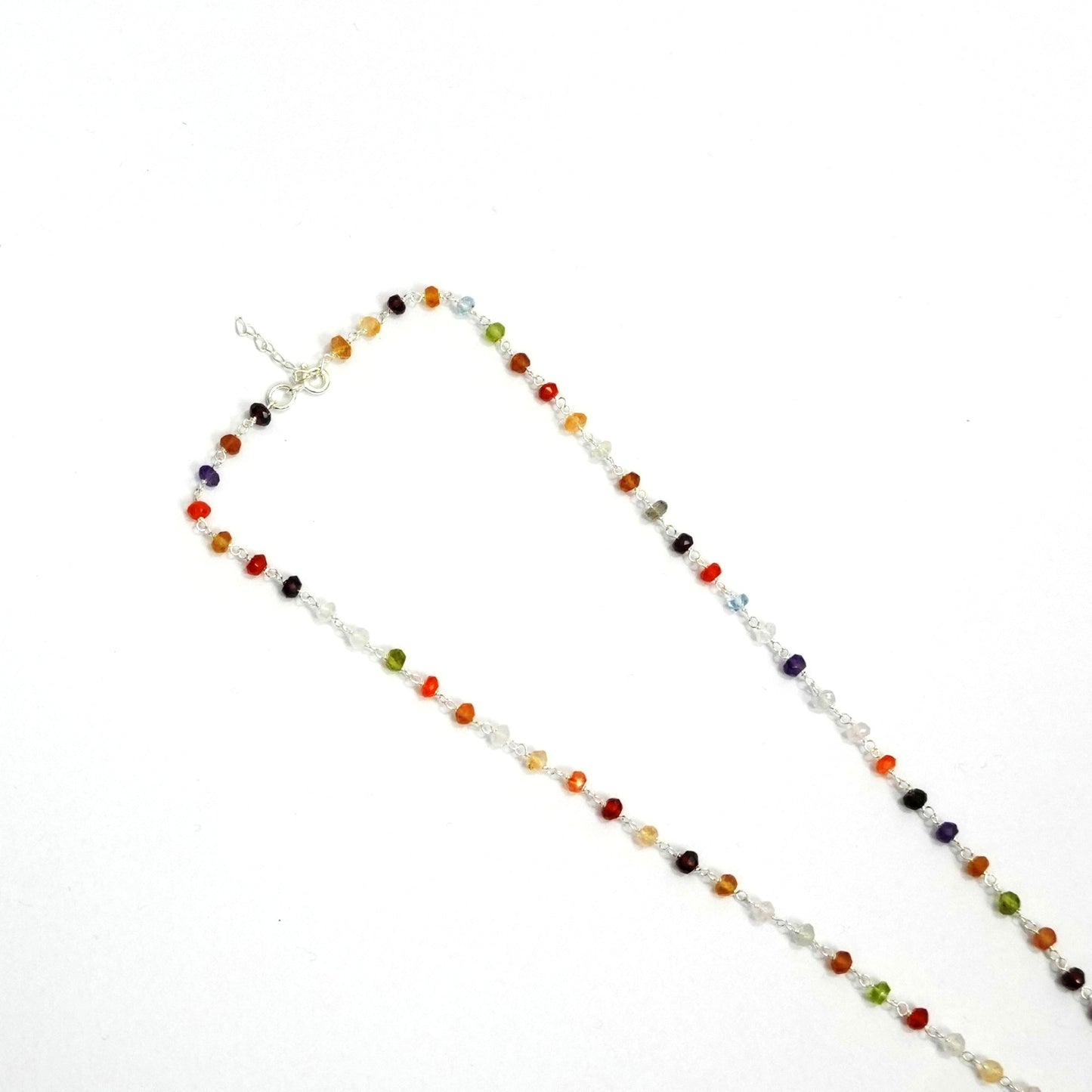 Sterling Silver Necklace – Multicolor Beads with Pendant