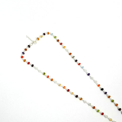 Sterling Silver Necklace – Multicolor Beads with Pendant