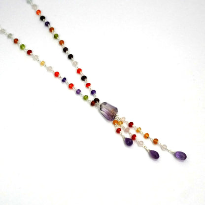 Sterling Silver Necklace – Multicolor Beads with Pendant