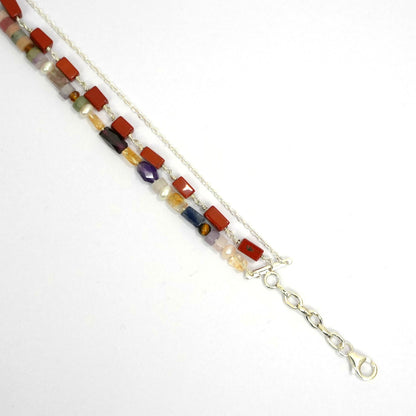 Sterling Silver Bracelet – Multicolor Beads with Ornamental Clasp