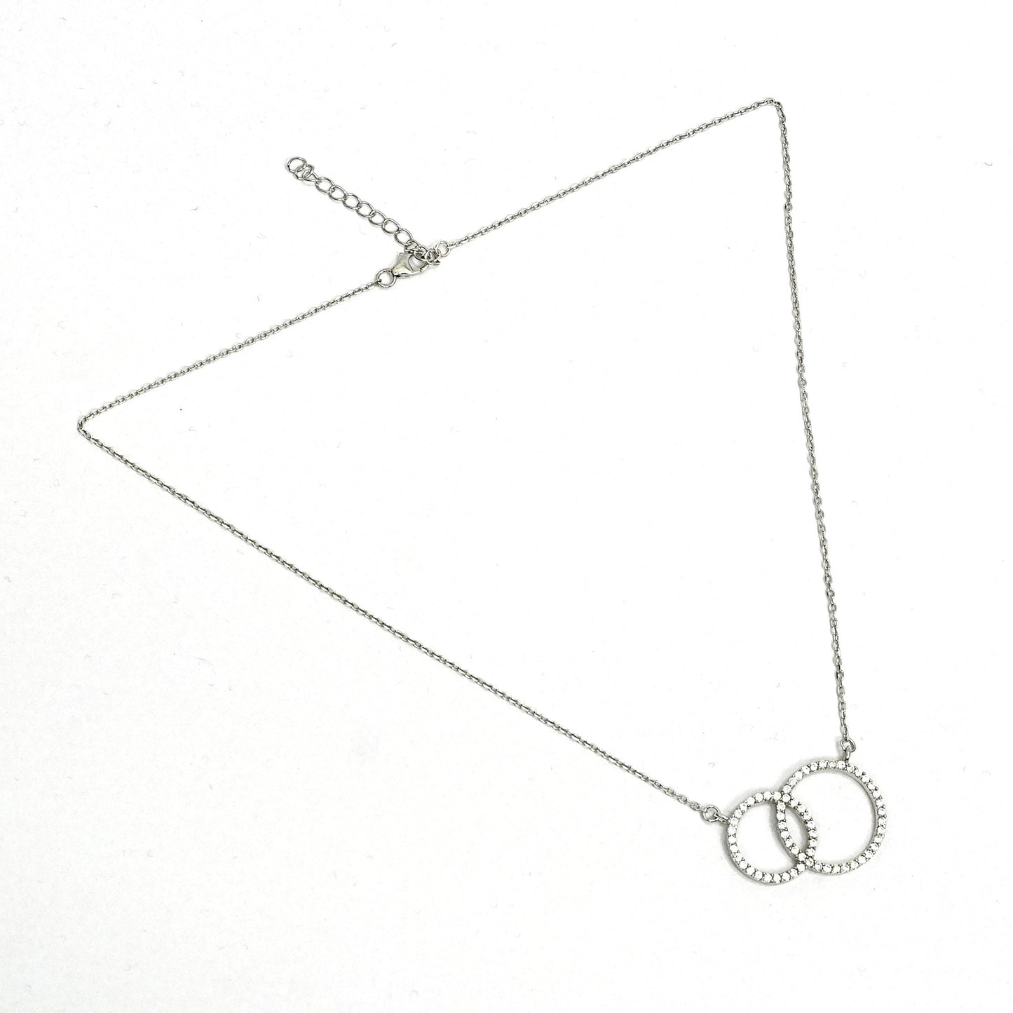 Sterling Silver Necklace – Interlocking Circle Motif with CZ Stones