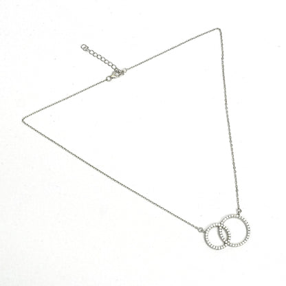 Sterling Silver Necklace – Interlocking Circle Motif with CZ Stones