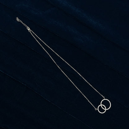 Sterling Silver Necklace – Interlocking Circle Motif with CZ Stones