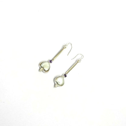 Freshwater Pearl & Amethyst Sterling Silver Drop Earrings