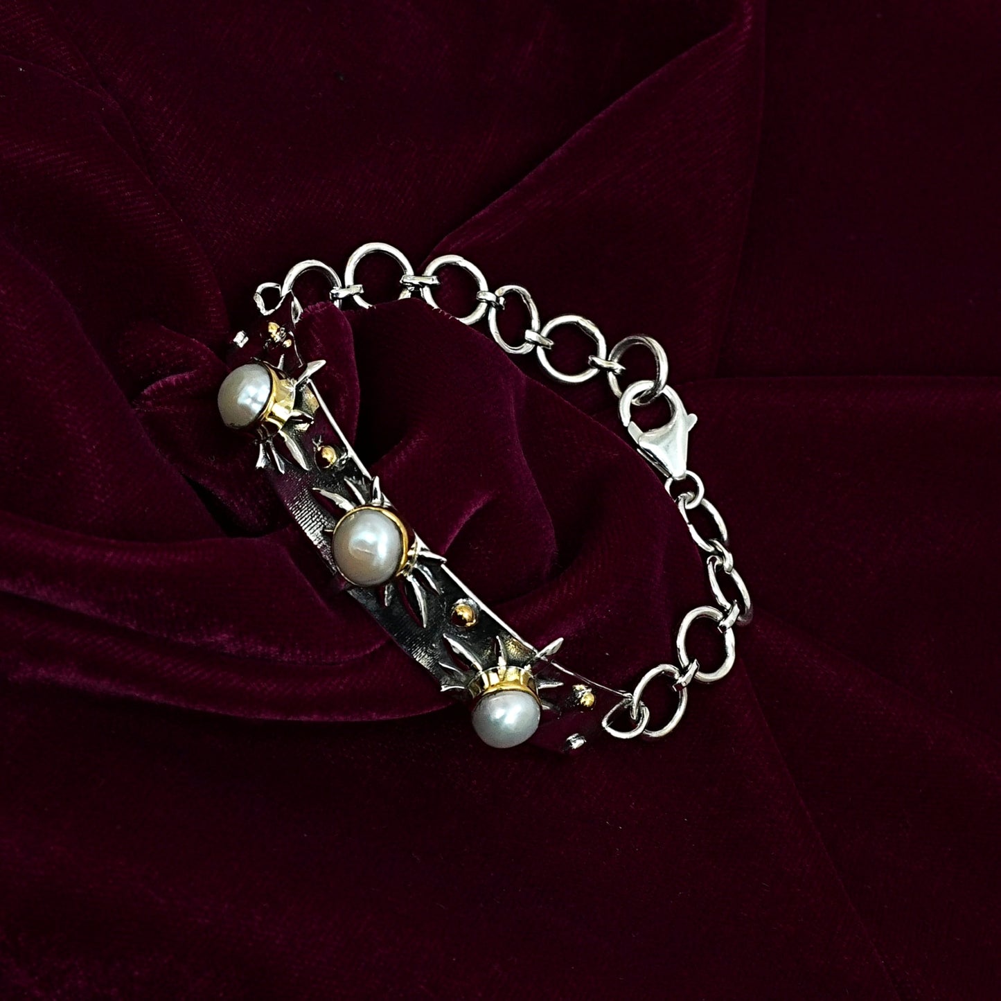 Freshwater Pearl Sterling Silver Statement Bracelet