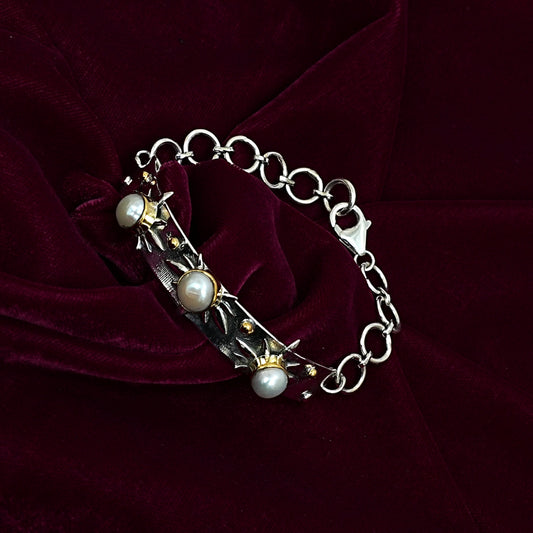 Freshwater Pearl Sterling Silver Statement Bracelet