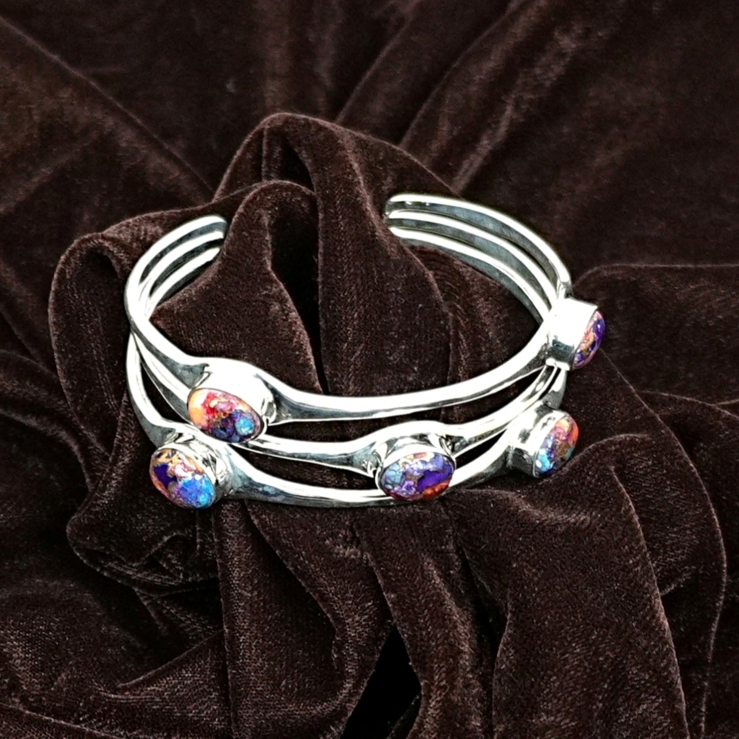 Aura Quartz Sterling Silver Statement Bracelet