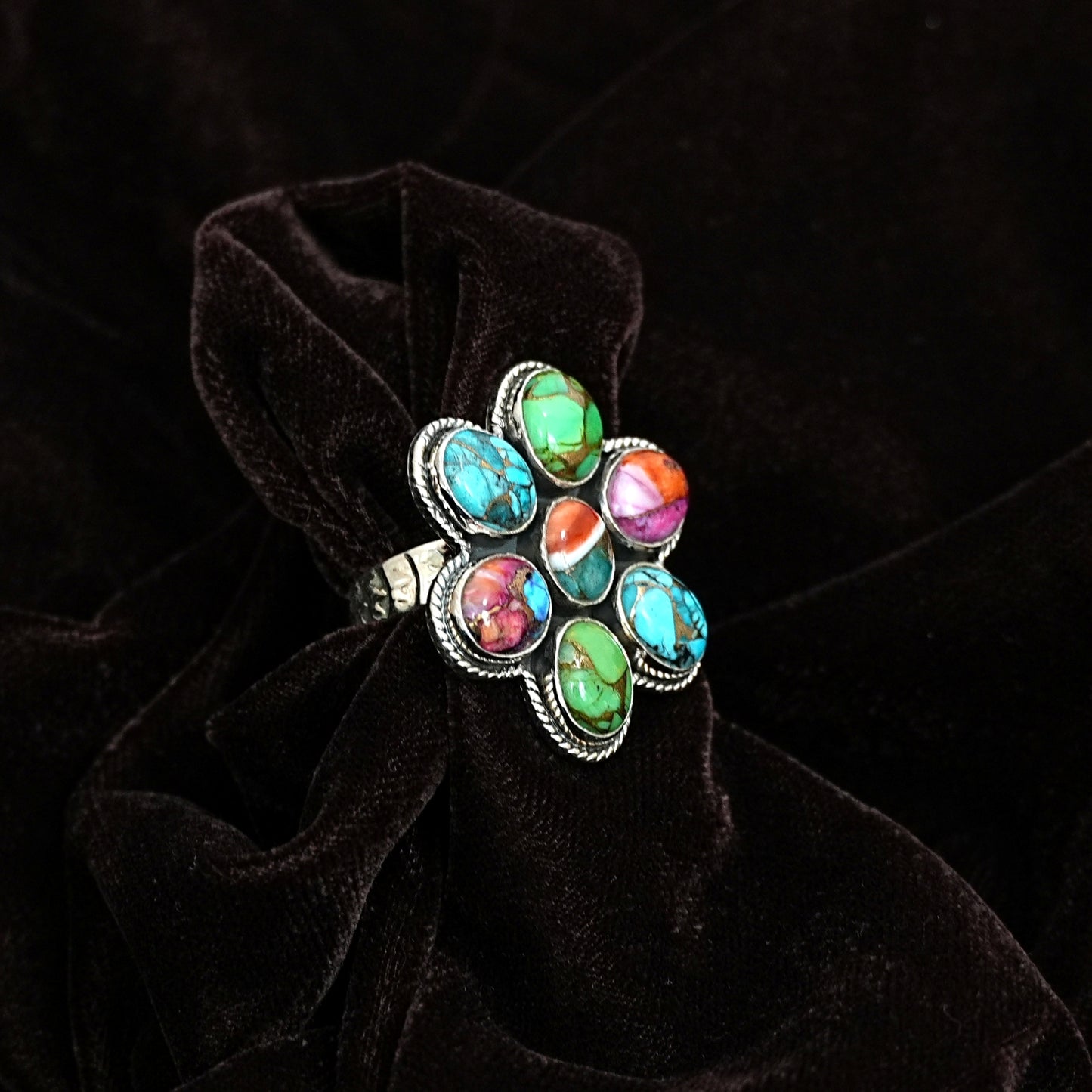 Multicolour Aura Quartz Sterling Silver Statement Ring