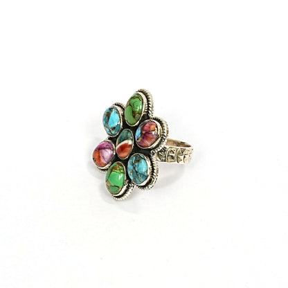 Multicolour Aura Quartz Sterling Silver Statement Ring