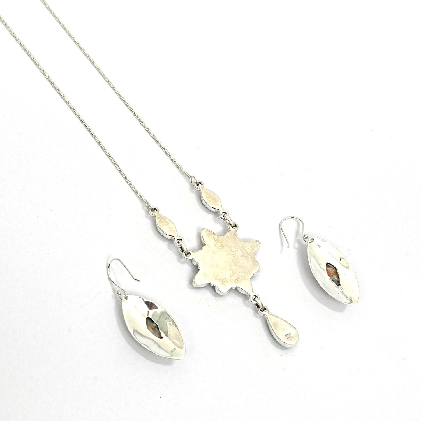 Multicolour Floral Gemstone Sterling Silver Necklace Set