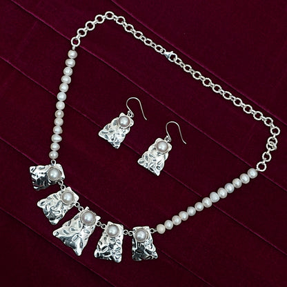 Chandrika Pearl Cascade Sterling Silver Necklace Set
