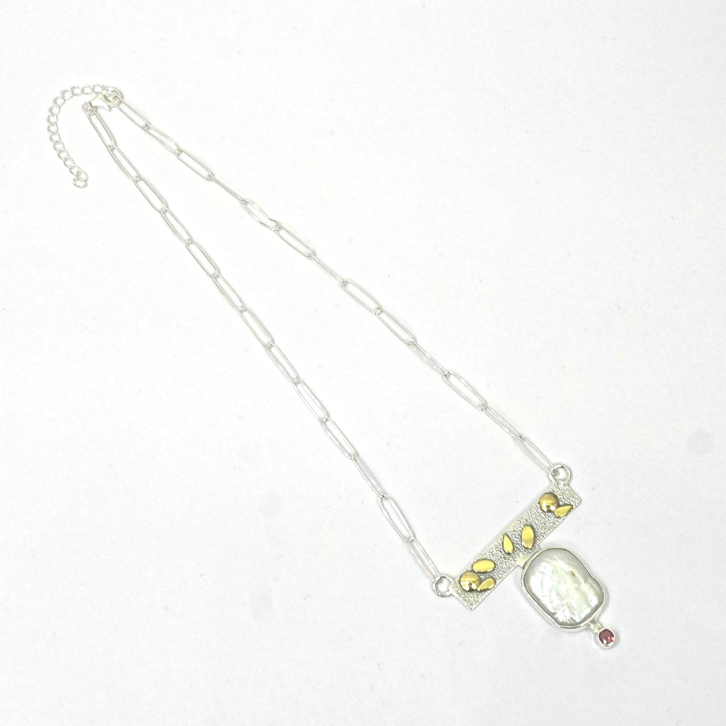 Aurelia Dual-Tone Pearl & Ruby Contemporary Necklace Set