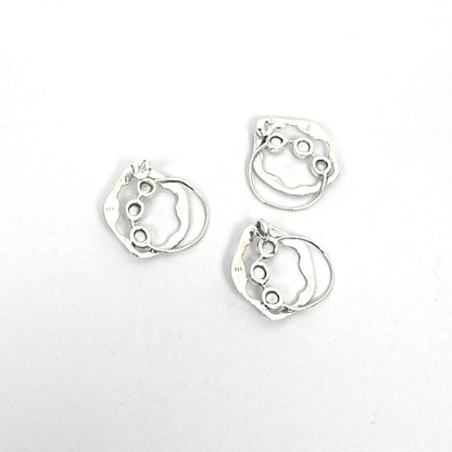 Sterling Silver Pendant Set – Textured Circular Motif with Real Pearls