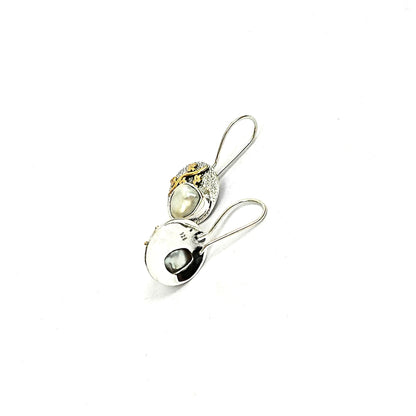 Sterling Silver Earrings – Floral Vine Motif with Real Pearls