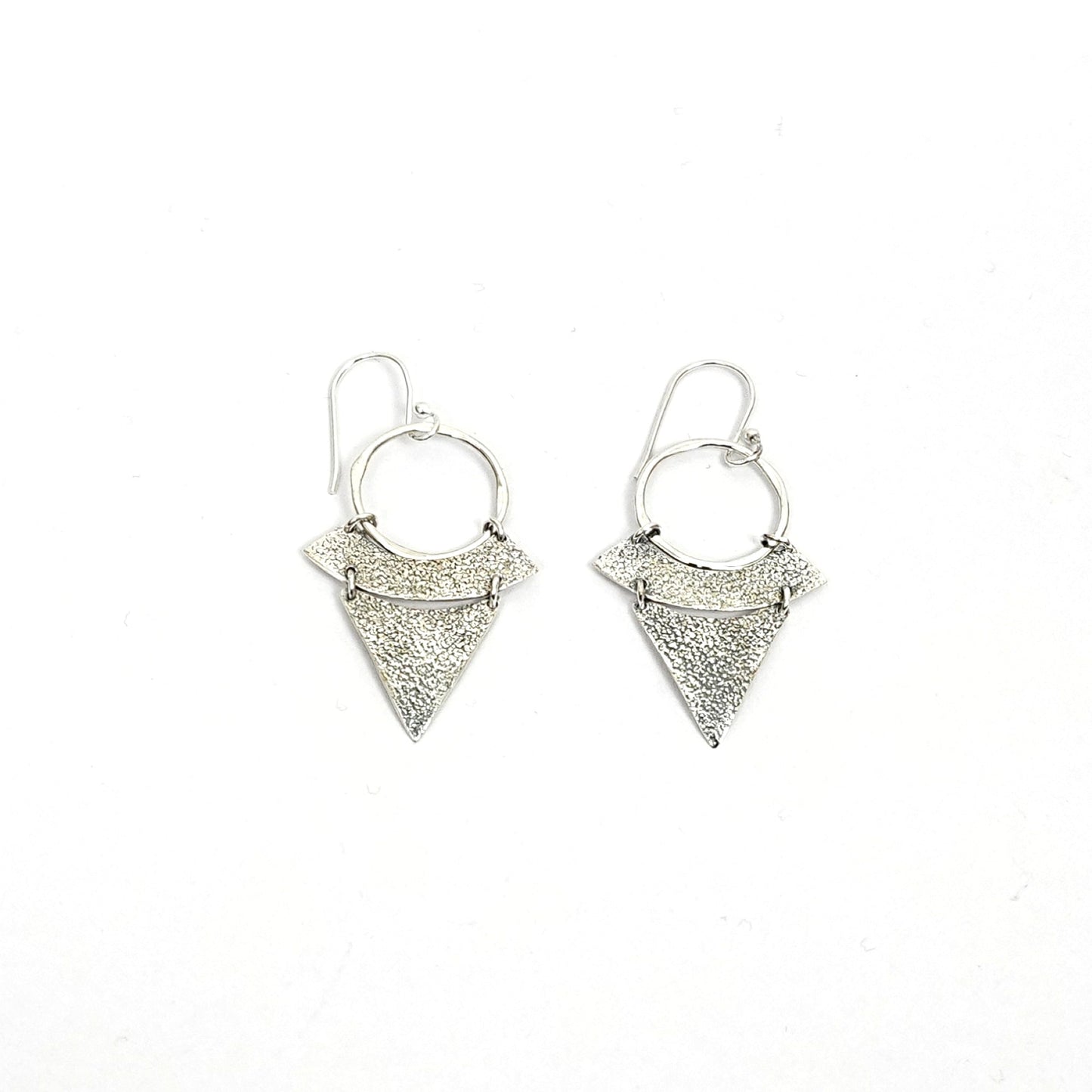 Sterling Silver Earrings – Geometric Hoop & Triangle Motif