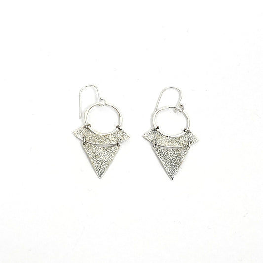 Sterling Silver Earrings – Geometric Hoop & Triangle Motif