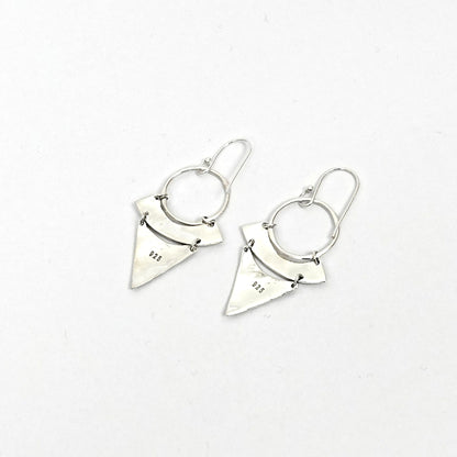 Sterling Silver Earrings – Geometric Hoop & Triangle Motif