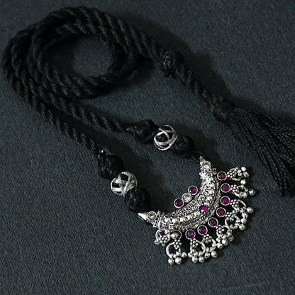 Sterling Silver Necklace – Floral Motif with Pink Ruby Gemstones