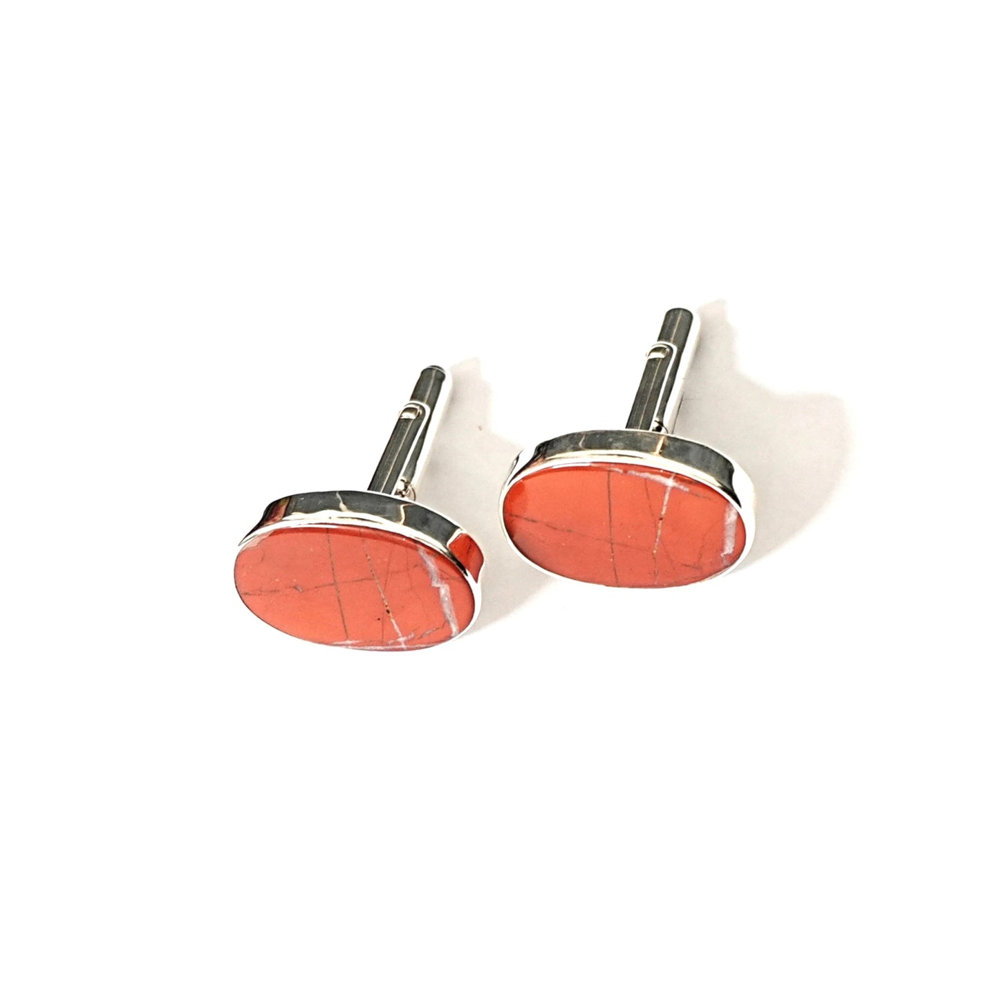 Sterling Silver Cufflinks – Oval Motif with Hematite Stone