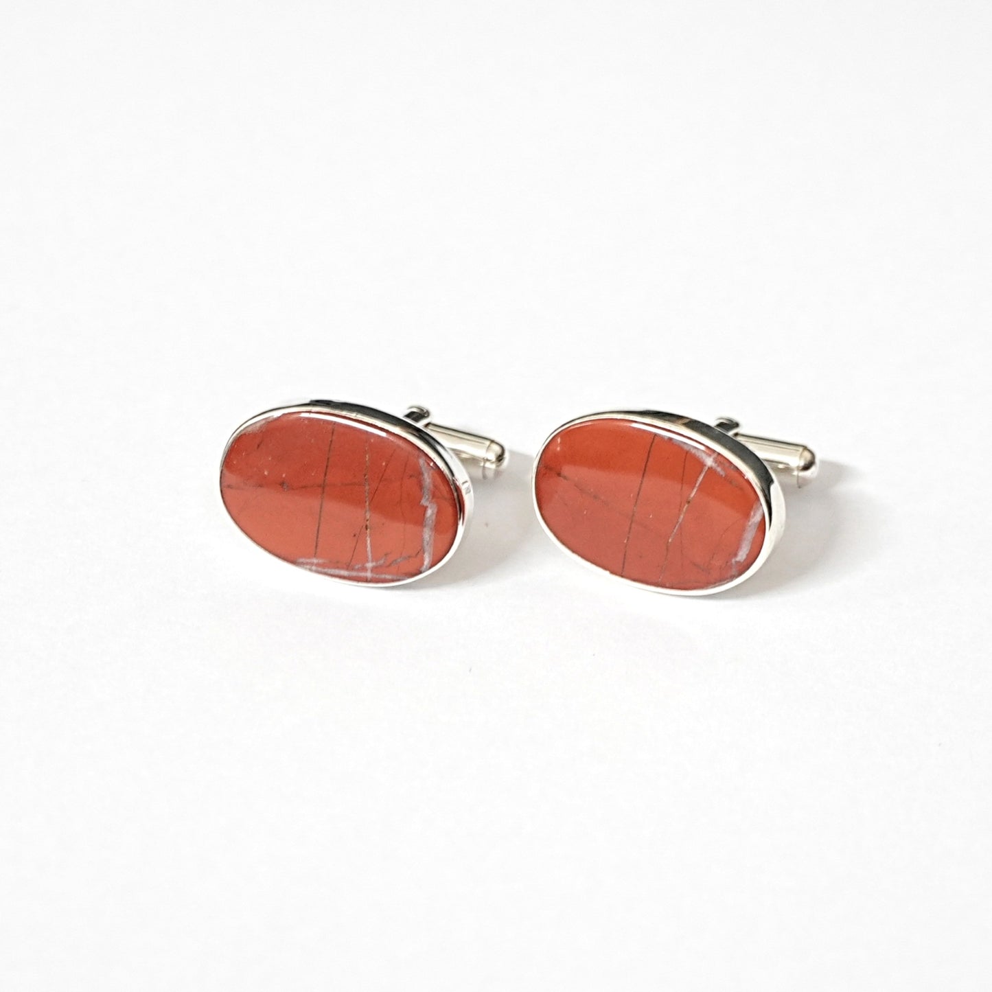 Sterling Silver Cufflinks – Oval Motif with Hematite Stone