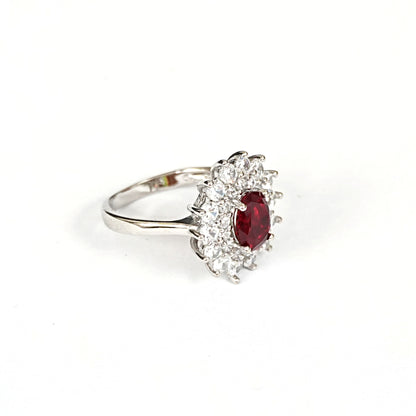 Sterling Silver Ruby Ring – Women’s with CZ Accents