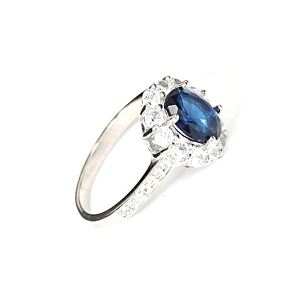 Sterling Silver Sapphire Ring – Women’s with CZ Accents
