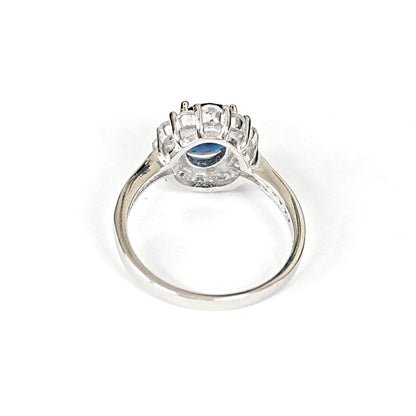 Sterling Silver Sapphire Ring – Women’s with CZ Accents