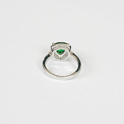 Sterling Silver Green Gemstone Ring – Women’s with CZ Accents