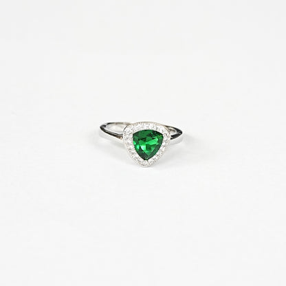 Sterling Silver Green Gemstone Ring – Women’s with CZ Accents