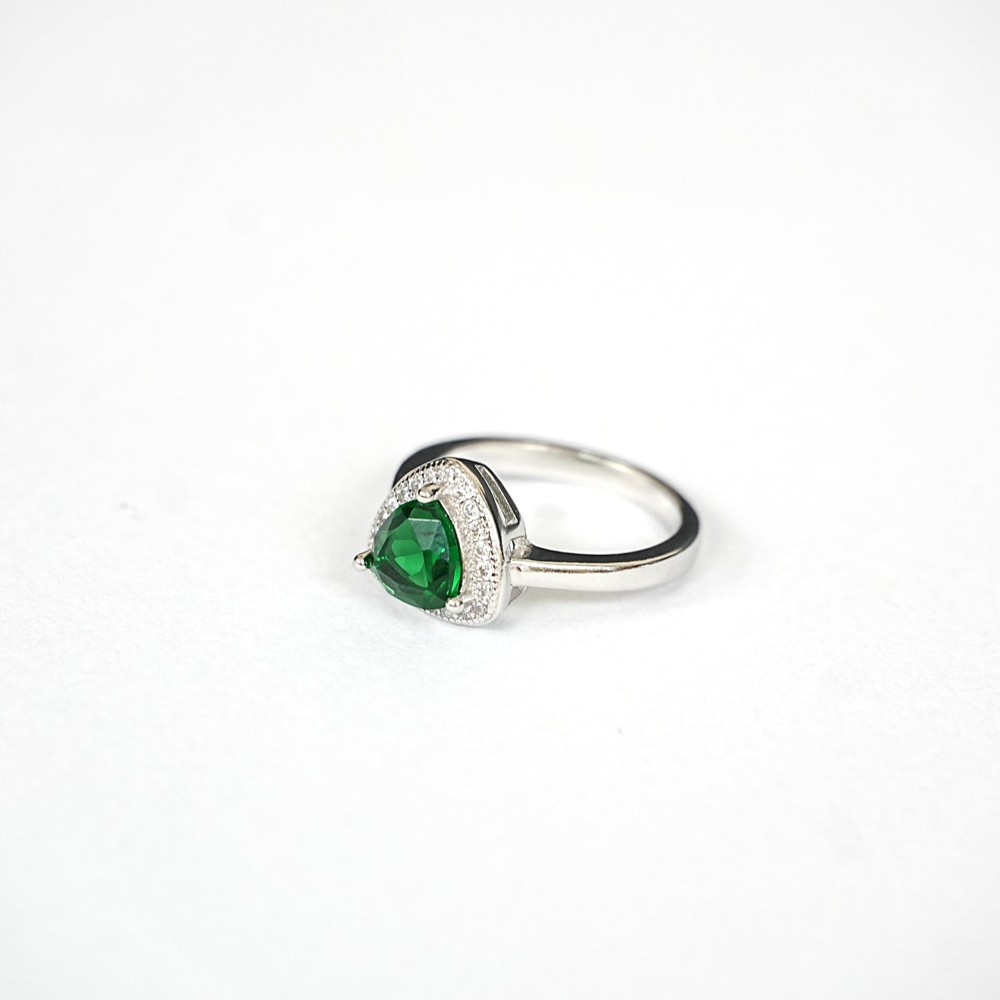 Sterling Silver Green Gemstone Ring – Women’s with CZ Accents