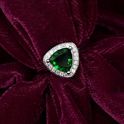 Sterling Silver Green Gemstone Ring – Women’s with CZ Accents