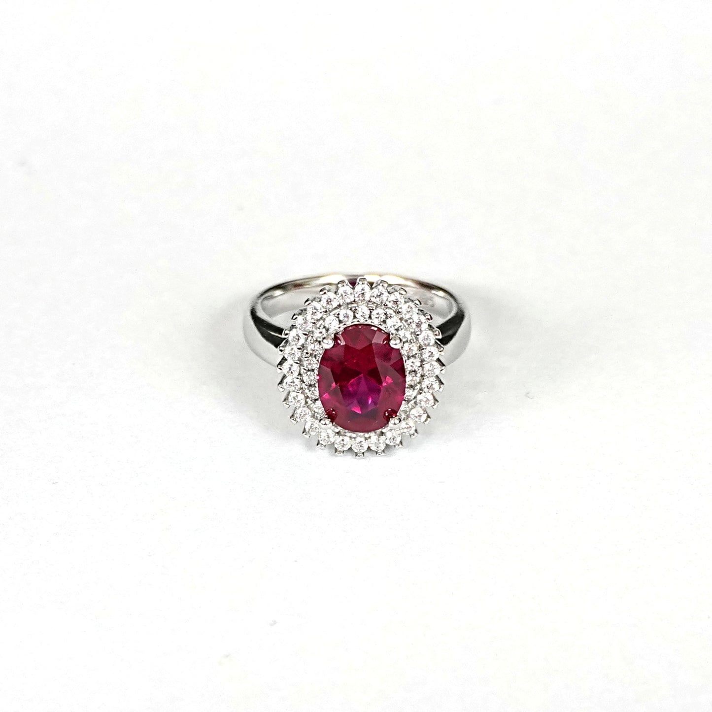 Sterling Silver Ruby Ring – Women’s with CZ Accents