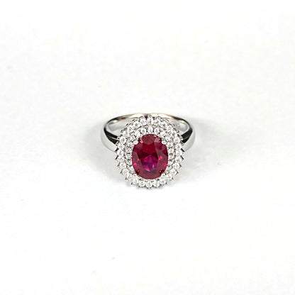 Sterling Silver Ruby Ring – Women’s with CZ Accents
