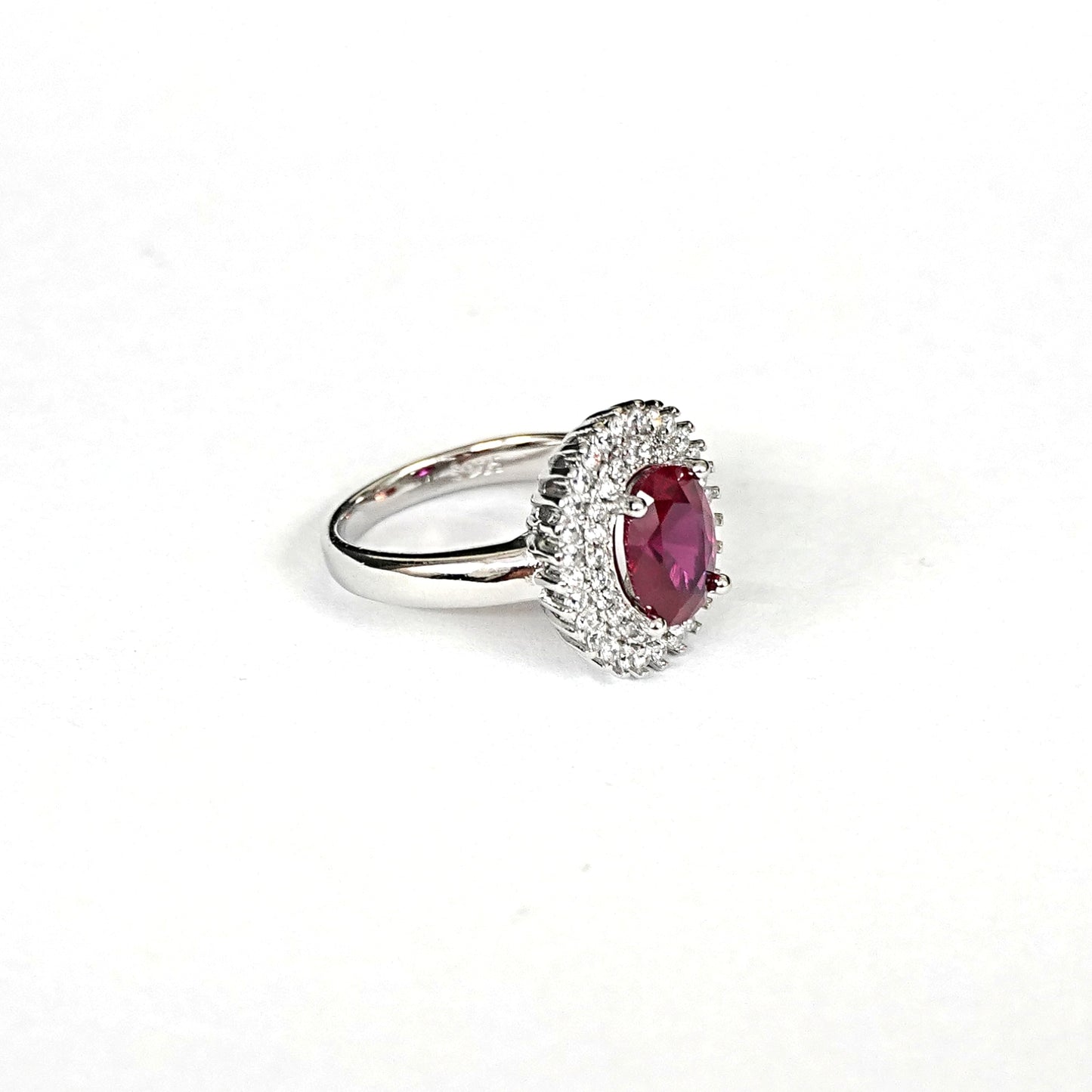 Sterling Silver Ruby Ring – Women’s with CZ Accents