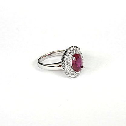 Sterling Silver Ruby Ring – Women’s with CZ Accents