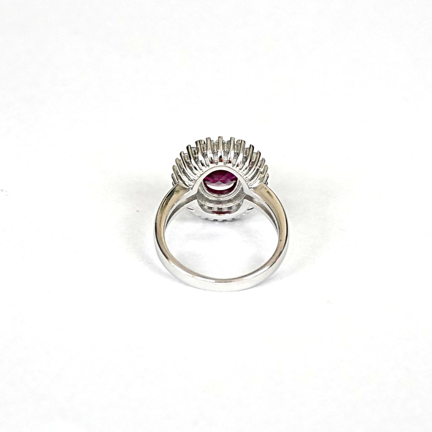 Sterling Silver Ruby Ring – Women’s with CZ Accents
