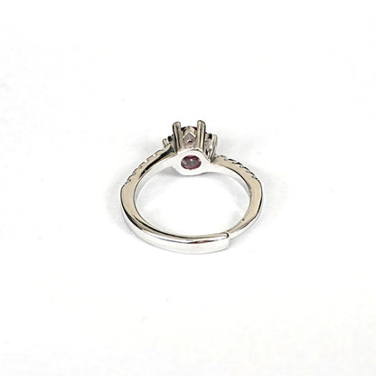 Sterling Silver Ruby Ring – Women’s Adjustable with CZ Accents