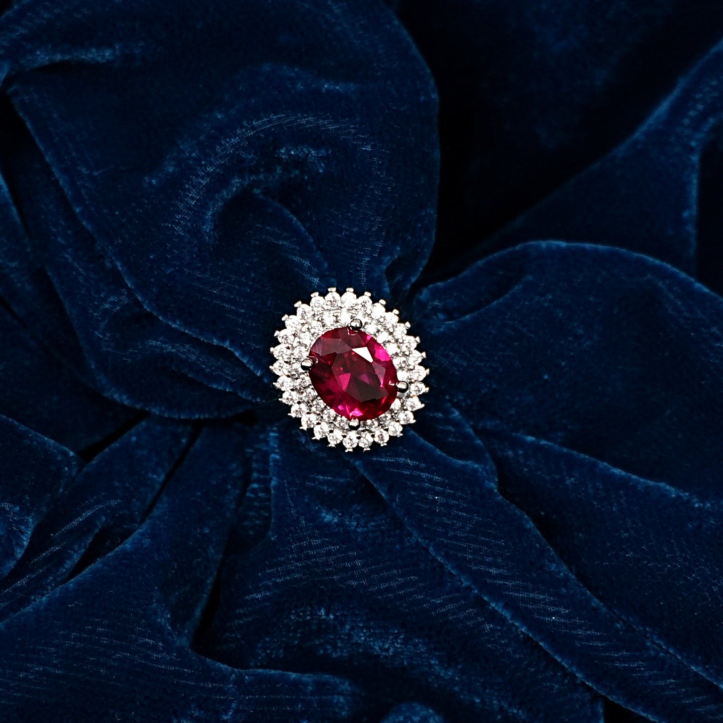 Sterling Silver Ruby Ring – Women’s with CZ Accents