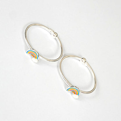 Sterling Silver Kids Kada Pair – Rainbow Charm Design